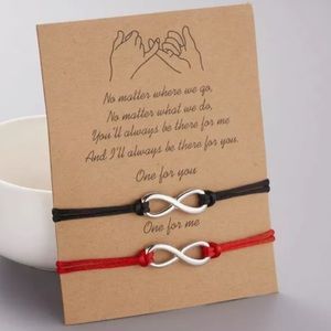 3/$25 Friendship Bracelets Red Black Quote Card / Relationship / Pinky Swear
